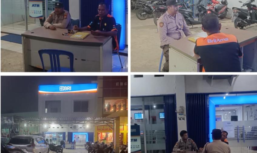 Patroli Malam Hari, Personel Polsek Muara Bangkahulu Sambangi Kantor BRI Unit Rawa Makmur 