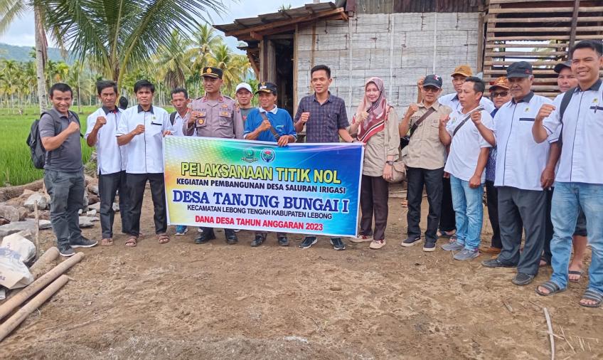Kapolsek Lebong Tengah Hadiri Pelaksanaan Titik Nol Pembanguna Irigasi di Desa Tanjung Bunga I