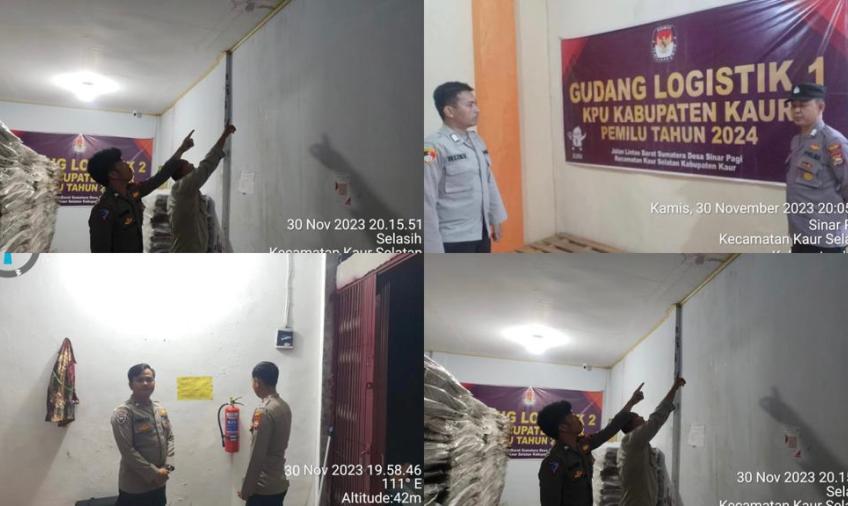 Gudang Logistik KPUD Kaur di Lakukan Pengamanan Ketat oleh Personel Satgas Preventif OMB Nala Polres Kaur 