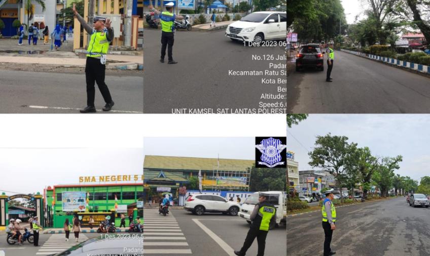 Ciptakan Arus Llain Tertib dan Lancar, Sat Lantas Polresta Bengkulu Commander Wish di Pagi Hari 