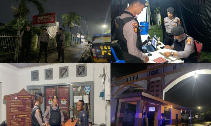 Patroli Mobiling Sat Samapta Polresta Bengkulu Sambangi Kantor KPU dan Bawaslu Kota Bengkulu