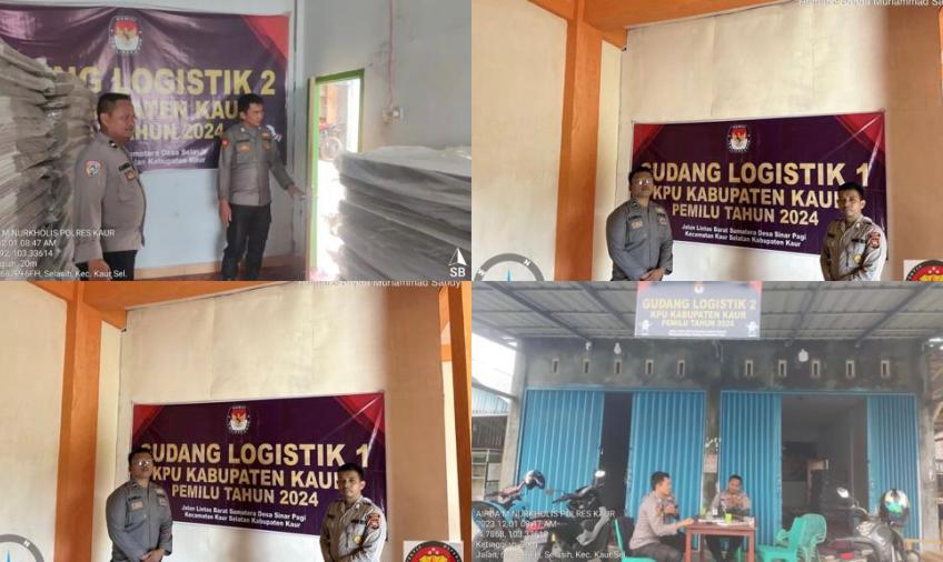 Personel OMB Polres Kaur Patroli dan Laksankan Pengamanan di Gudang Logistik KPUD Kaur 