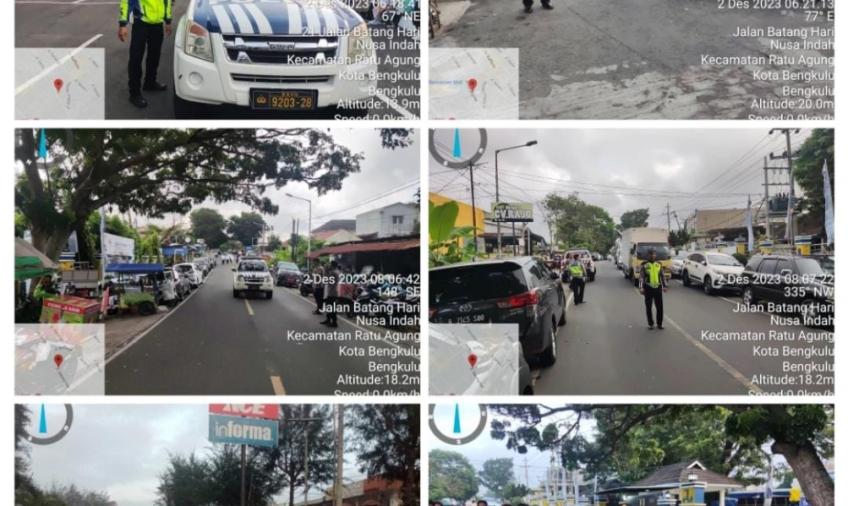 Sat Lantas Polresta Bengukulu Gatur Lalin Kegiatan Jalan Santai Hari Bakti PU ke-78
