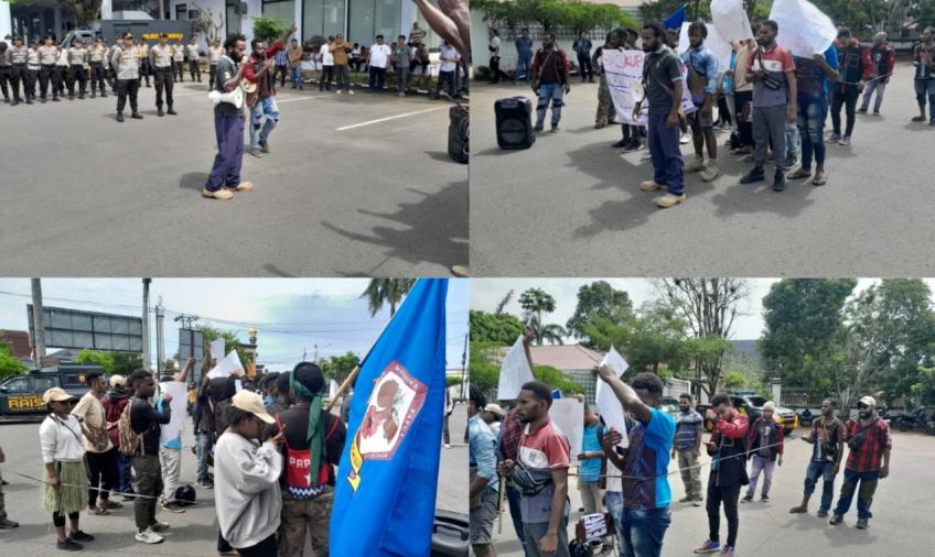 Personel Polresta Bengkulu Lakukan Pengamanan Aksi Unjuk Rasa IMAPA 