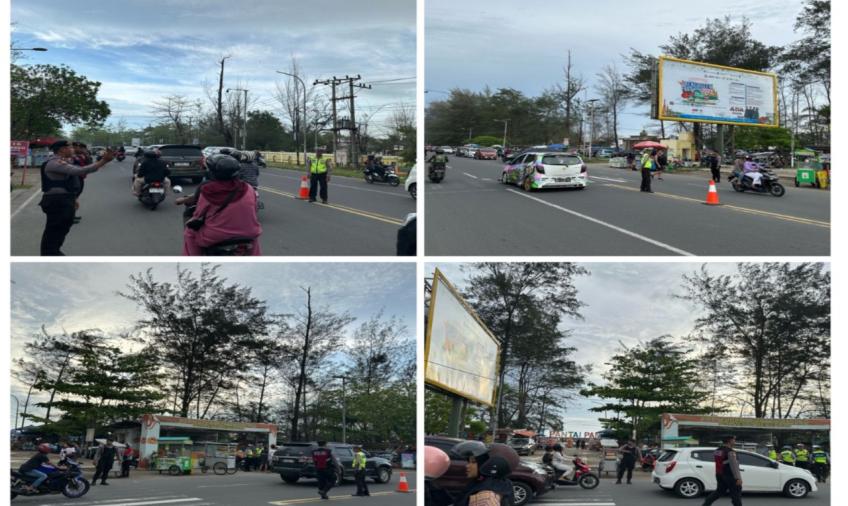 Cegah Kemacetan di daerah Rawan Macet, Sat Lantas Polresta Bengkulu Atur Lalin di Jalan Pantai Panjang 