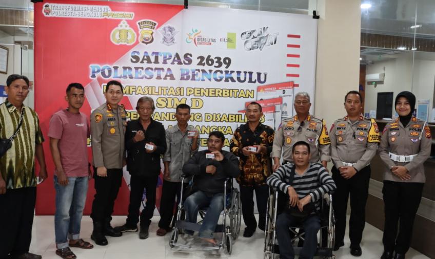 Terbaru! Polresta Bengkulu Layani Penerbitkan SIM D, SIM Khusus Penyandang Disabilitas Setara SIM C