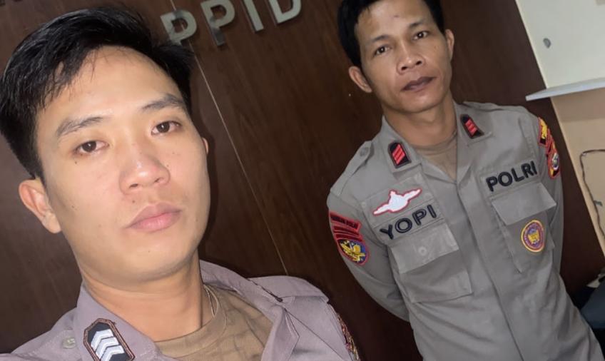 Ciptakan Pemilu Aman, Personel OMB Polres Kaur Patroli di Kantor Bawaslu 