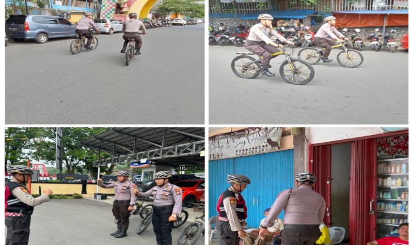 Patroli Bersepeda, Sat Samapta Polresta Bengkulu Lakukan Sambang dan Sampaikan Imbauan Kamtibmas