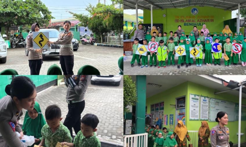 Unit Kamsel Satlantas Polresta Bengkulu Melaksanakan Dikmas Lantas Polsanak bersama TK Al Azhar 