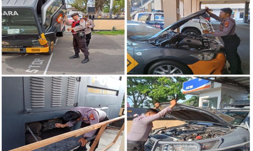 Pastikan Kendaraan Selalu dalam Kondisi Bagus Bersih dan Juga Terawat, Polresta Bengkulu Lakukan Pemeriksaan dan Pemanasan Ranmor Dinas