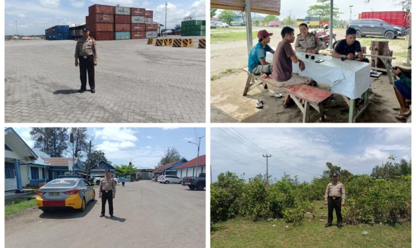 Pesrsonel Polsek KSKP Pulau Baai Paroli Keliling Diseputaran Pelabuhan 