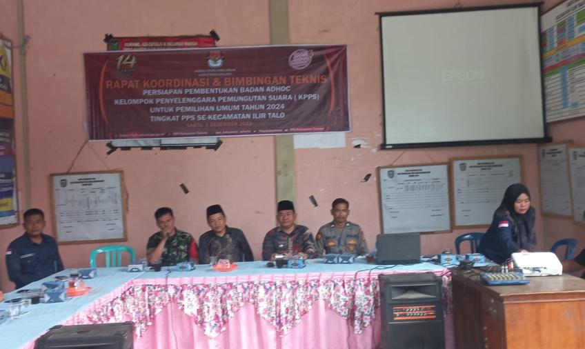Kasubsektor Ilir Talo Hadiri Rapat Koordinasi dan Bimbingan Teknis Persiapan Pembentukan Badan adhoc KPPS