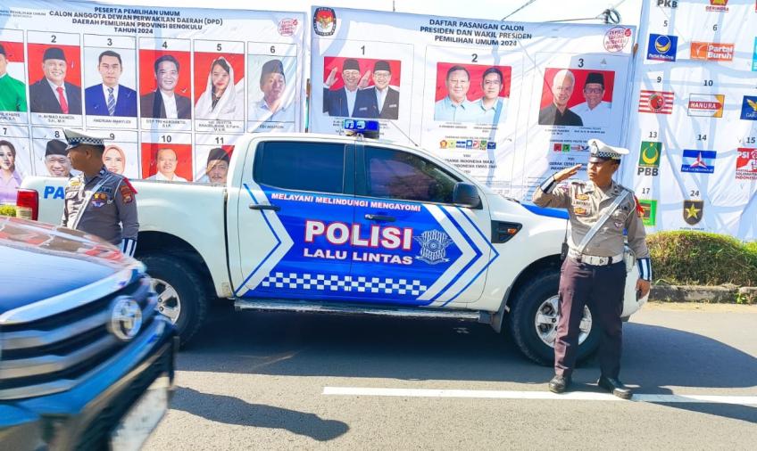 Ciptakan Kamseltibcar Lantas Jelang Pemilu 2024, Sat Lantas Polres Bengkulu Utara Lakukan Patroli