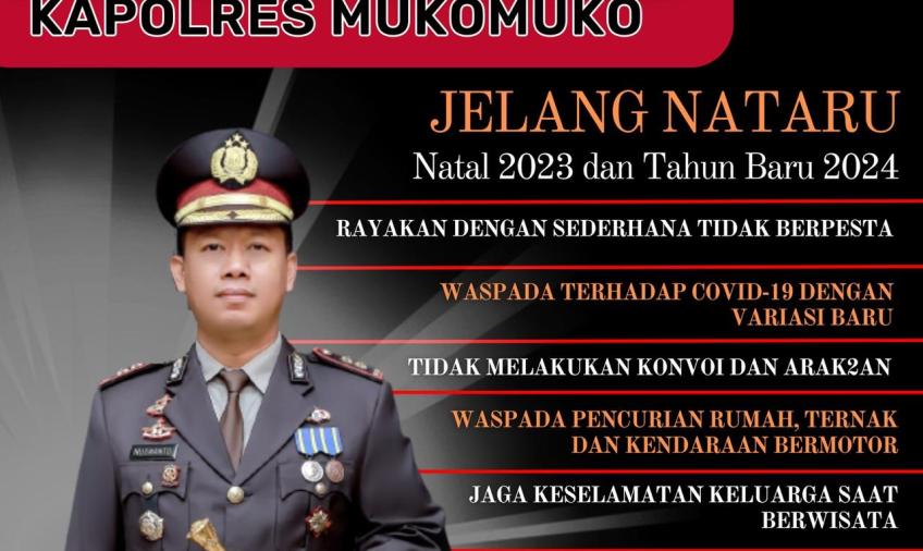 Kapolres Mukomuko Beritahu Lokasi Posyan Hingga Berikan Tips Aman Jalani Liburan Natal dan Tahun Baru