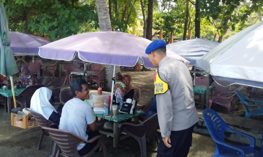 Subsatgas Polairud OMB Polres BS Patroli Pantai Pasar Bawah, Wujudkan Sitkamtibmas Aman dan kondusif Jelang Pemilu 2024