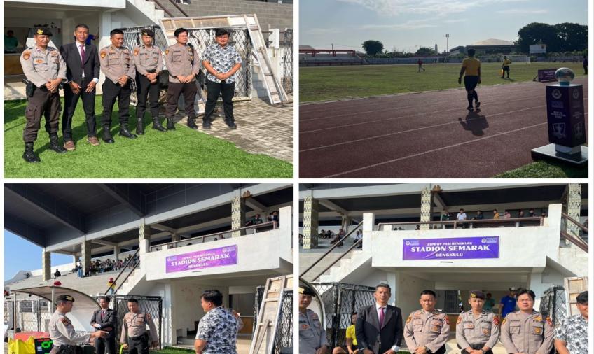 Personel Polresta Bengkulu Lakukan Pengamanan dan Monitoring Kompetisi Soeratin Asprov PSSI Bengkulu U-13/15//17 