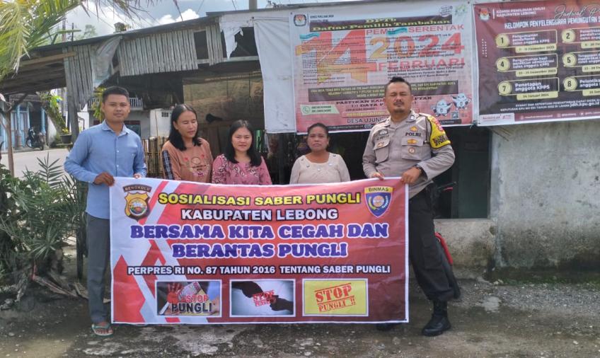 Personel Polsek Rimbo Lebong Tengah Sosialisasi Saber Pungli di Desa Ujung Tanjung III