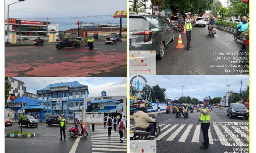 Atur Lalin, Personel Satlantas Polresta Bengkulu Commander Wish Pagi Setiap Hari 