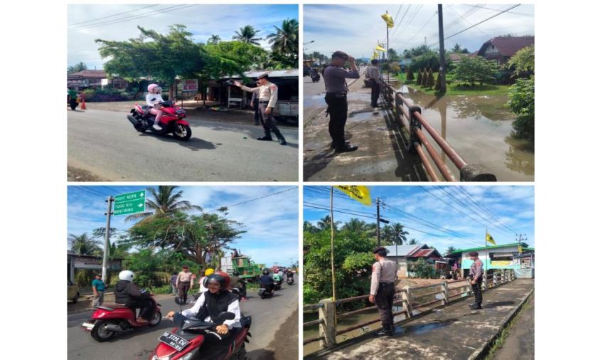Personel Sat Samapta Polresta Bengkulu Patroli Mobiling, Cek Daerah Rawan Banjir dan Gatur Lalin Pemangkas Pohon