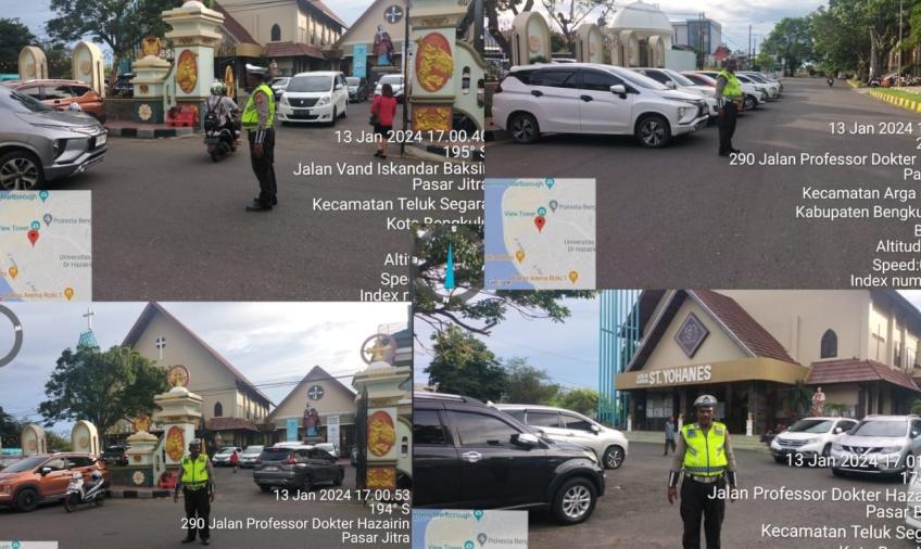 Bentuk Pelayanan kepada Jemaat Ibadah Misa, Personel Polresta Patroli Lalin di Gereja
