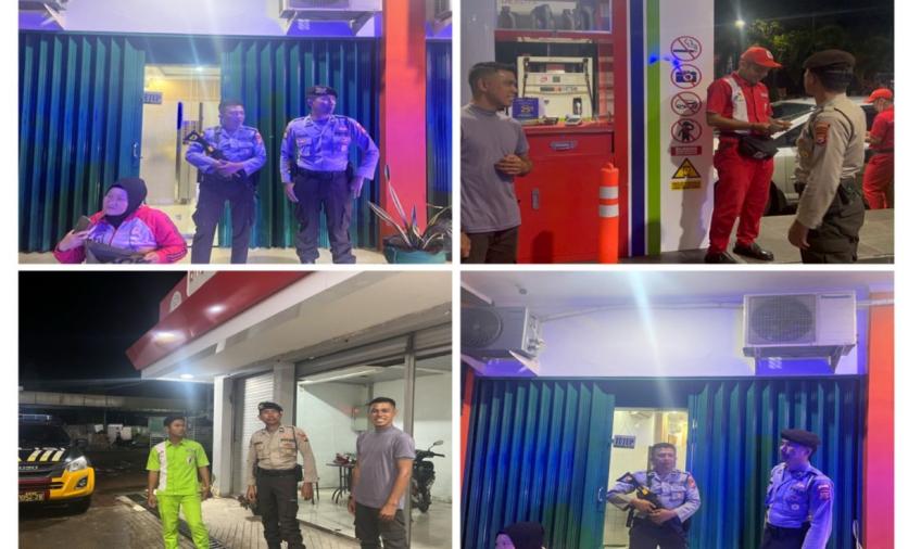 Patroli Mobiling, Sat Samapata Polresta Bengkulu Sambangi Security di Pom Bensin Rawa Makmur 