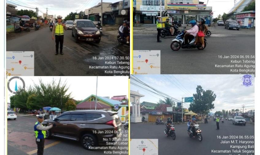 Berikan Kelancaran Arus Lalin Pagi, Sat Lantas Polresta Bengkulu Gelar Commander Wish