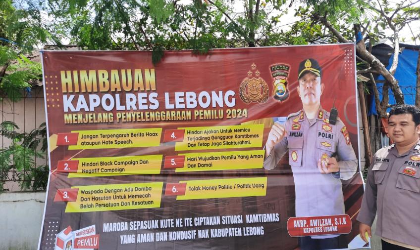 Jelang Pemilu, Polres Lebong Pasang Spanduk Imbauan Kapolres