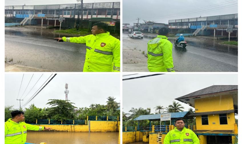 Antisipasi Banjir, Anggota Sat Samapta Polresta Bengkulu Pantau Debit Air Sungai
