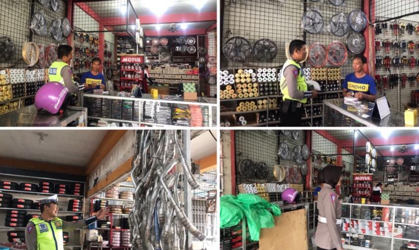 Sambangi Penjual Knalpot, Sat Lantas Polresta Bengkulu Sosialisasi dan Memberikan Imbauan Tentang Penggunaan Knalpot