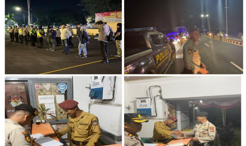 Sambangi Kantor KPU Kota, Sat Samapta Polresta Bengkulu Sampaikan Imbauan Kamtibmas kepada Petugas Jaga 