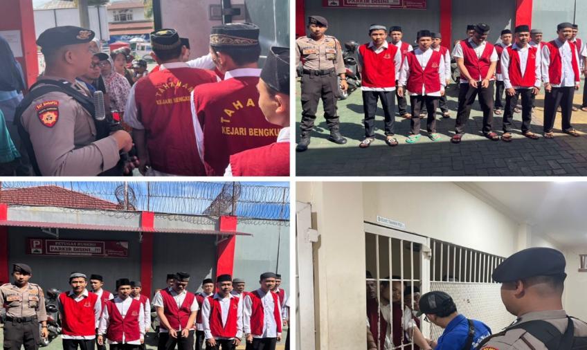 Ikuti Persidangan di Pengadilan, 16 Tahanan di Kawal Sat Samapata Polresta Bengkulu 