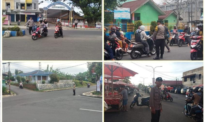 Polsek Ratu Samban Pengaturan Lalin, Tegur Kendaraan yang Melanggar dan Antisipasi Laka Lantas Serta Gangguan Kamtibmas 