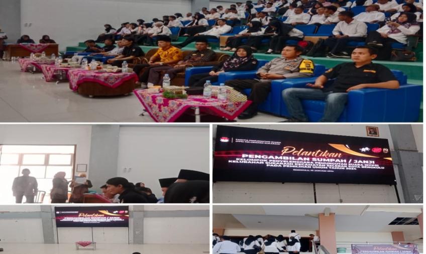 Hadiri Pelantikan KPPS Kelurahan Sukarami, Bhabinkamtibmas Imbau Jaga Netralitas Ciptakan Pemilu Damai dan Kondusif
