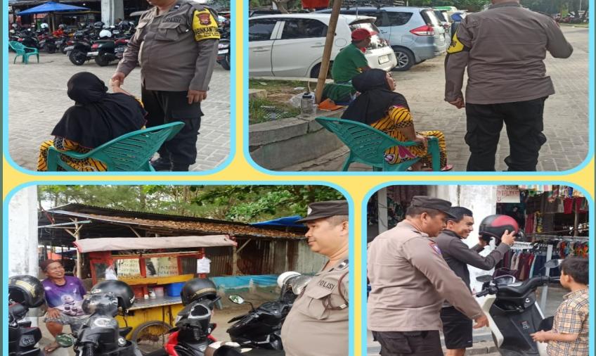 Patroli Pantai Zakat, Personel Polsek Teluk Segara Samapaikan Imabuan kepada Petugas Parkir  