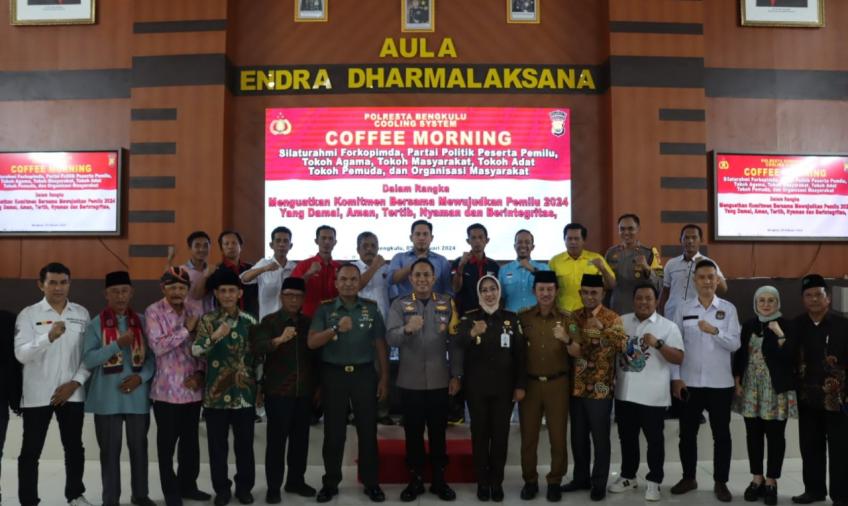 Cooling System, Polresta Bengkulu Gelar Coffe Morning dan Silahturahmi Bersama Forkopimda dan Parpol Jelang Pemilu 2024