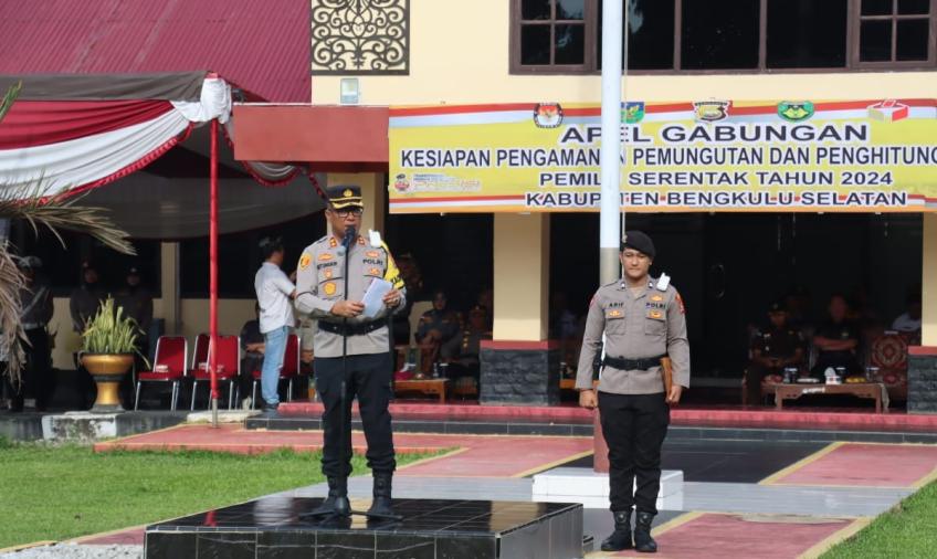 Amankan Pemilu, Kapolres BS Pimpin Gelar Apel Gabungan   Pengamanan TPS