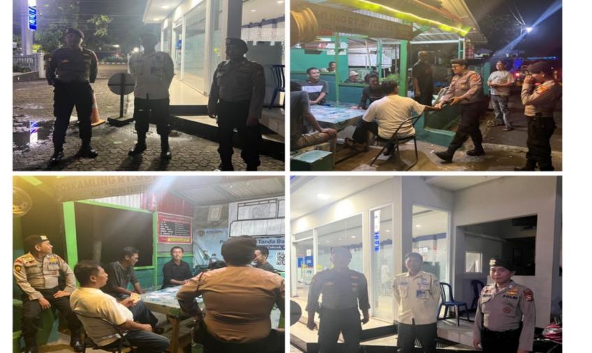 Sambangi Petugas Jaga Bank BRI dan Warga yang Melakukan Ronda Malam, Patroli Sat Samapta Polresta Bengkulu Sampaikan Imbauan Kmatibmas 