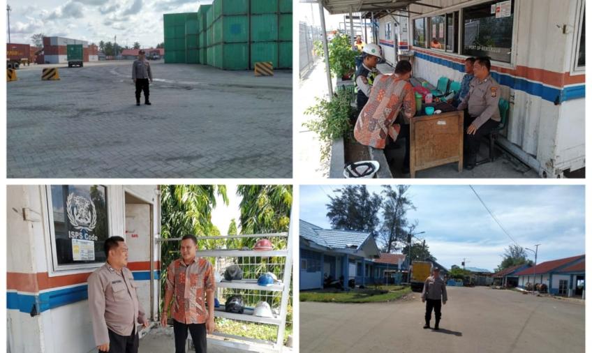 Sampaikan Imbauan Kamtibmas, Personel Polsek KSKP Pulau Baai Patroli di Kawasan Pelabuhan 