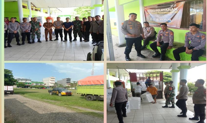 Polsek Pino Raya Kawal Pergeseran Logistik Pemilu dari PPK Kecamatan Pino Raya ke KPU 