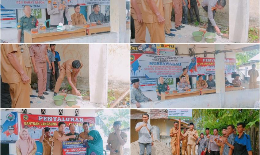 Kapolsek Kedurang dan Babinkamtibmasnya Monitoring Penyaluran BLT DD Tahap 1 dan 2  Desa Lubuk Ladung Ilir 