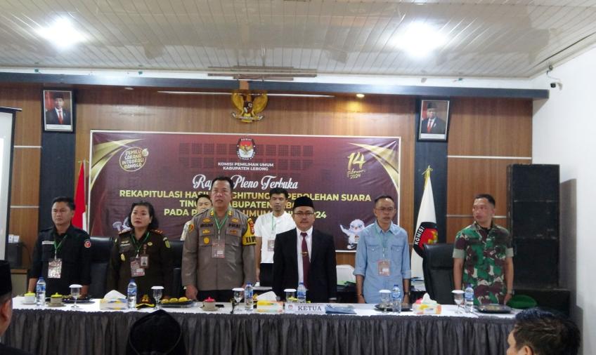 Kapolres Lebong Hadiri Rapat Pleno Terbuka Pemilu 2024 di KPU Lebong 