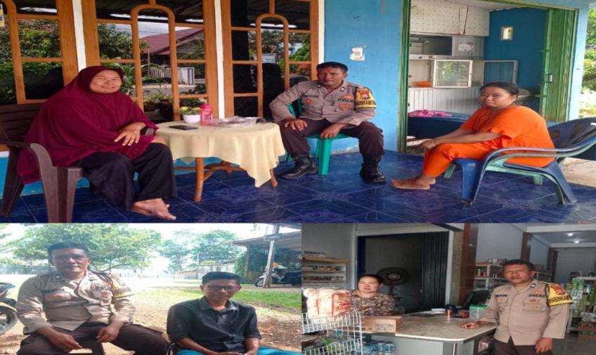 Sambangi Warga Kelurahan Pekan Sabtu, Bhabinkamtibmas Sampaikan Imbauan Kamtibmas  