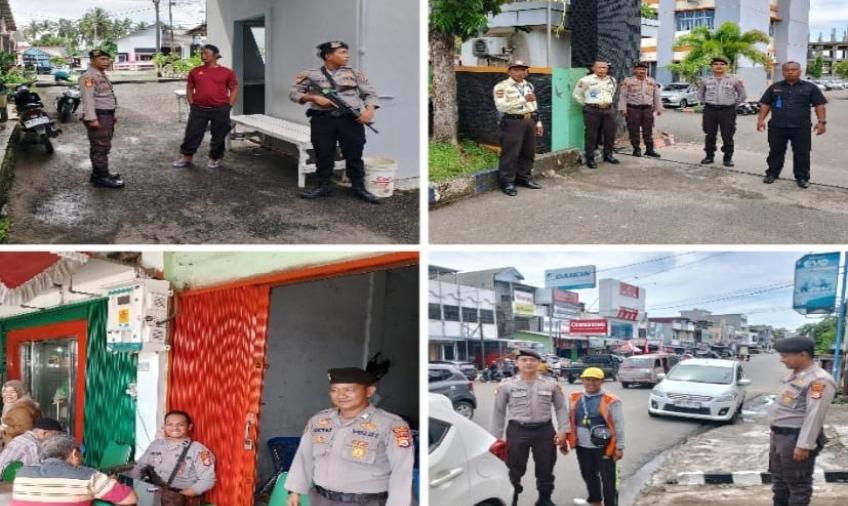 Sambangi Petugas Jaga Perumahan dan Bank, Personel Sat Samapta Sampaikan Imbauan Kamtibmas 