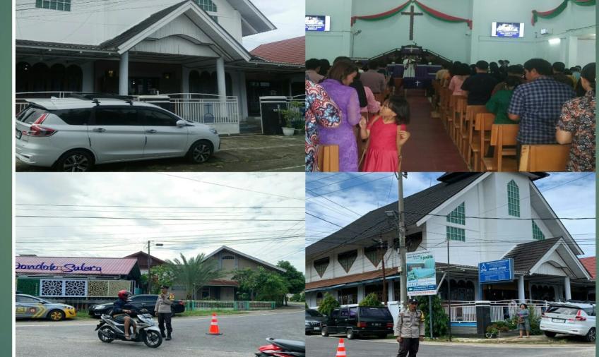 Ibadah Mingguan di Gereja HKBP, Polsek Teluk Segara Lakukan Pengamanan 