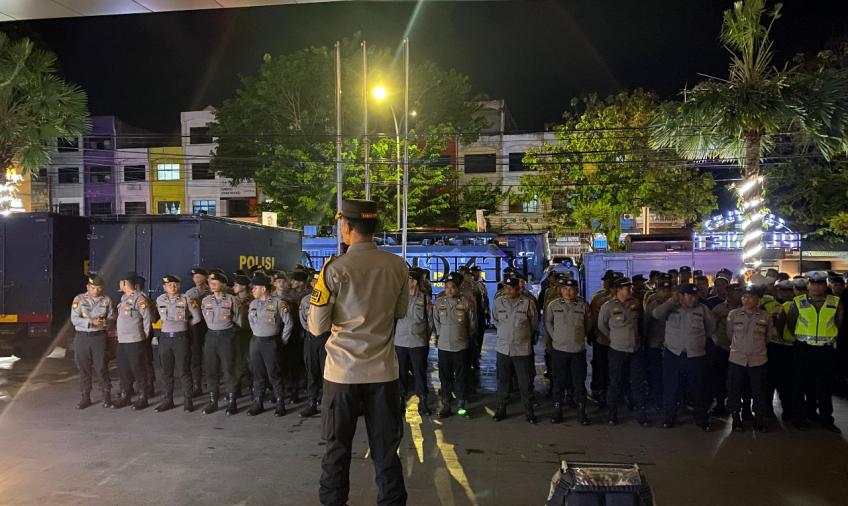 Pengamanan Pleno Tingkat Provinsi Hari Pertama Selesai, Satgas Gabungan OMB Nala Gelar Apel Konsilidasiv