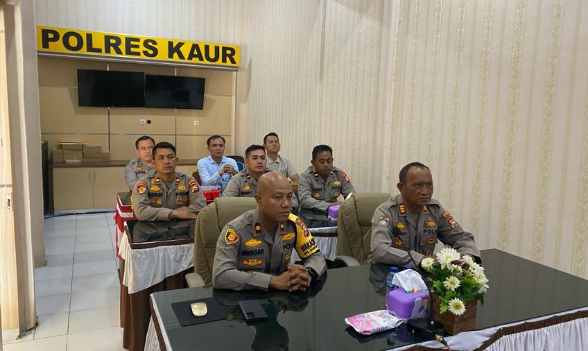 Polres Kaur Ikuti Vicon Anev Program Beyond Trust Presisi TW I Tahun 2024