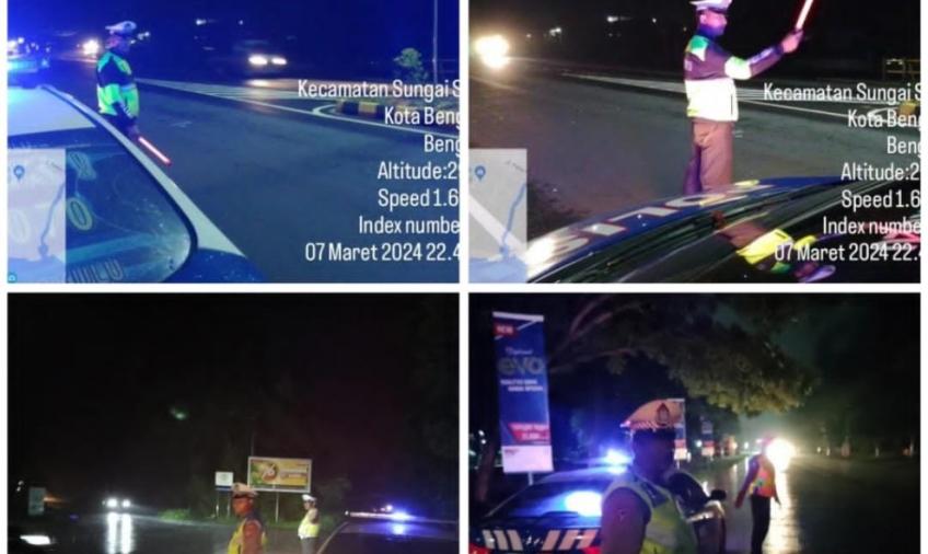 Cega Aksi Balap Liar, Sat Lantas Polresta Bengkulu Patroli Blue Light di Jalan Danau Dendam Tak Sudah