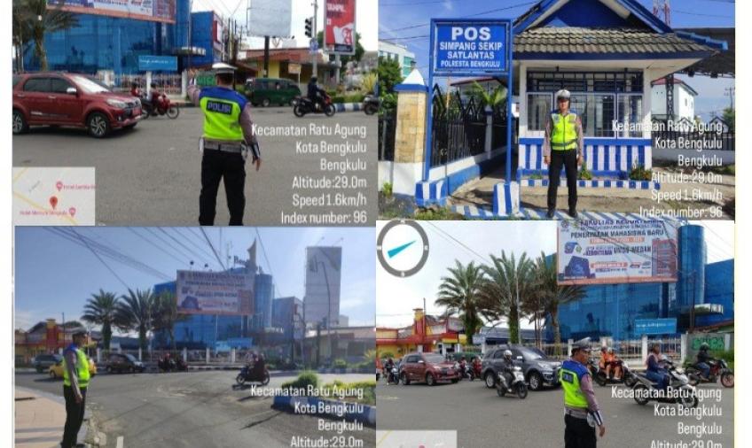 Sat Lantas Polresta Bengkulu Pantau Arus Lalin Seputaran Pos Simpang Skip 