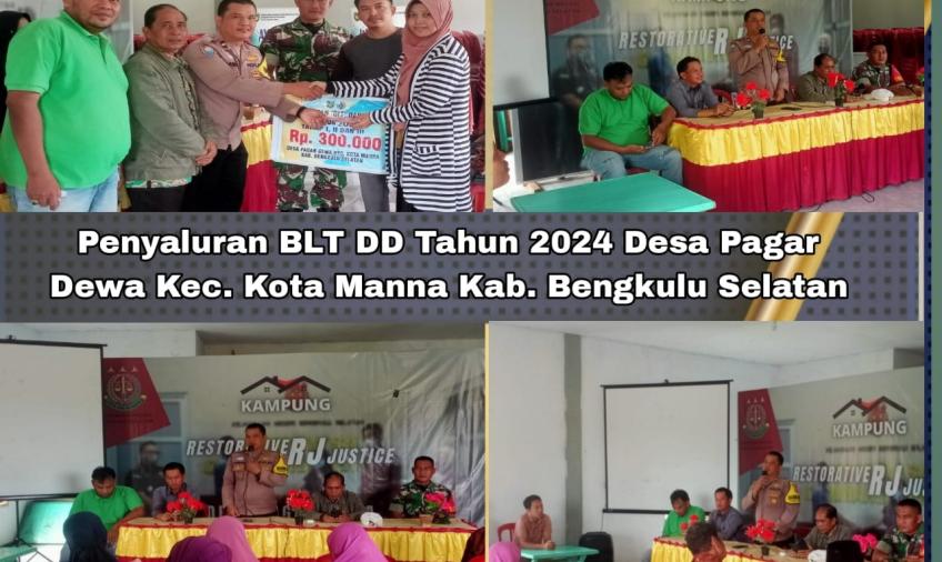 Babinkamtibmas Polsek Kota Manna, Monitoring Penyaluran BLT DD Desa Pagar Dewa   