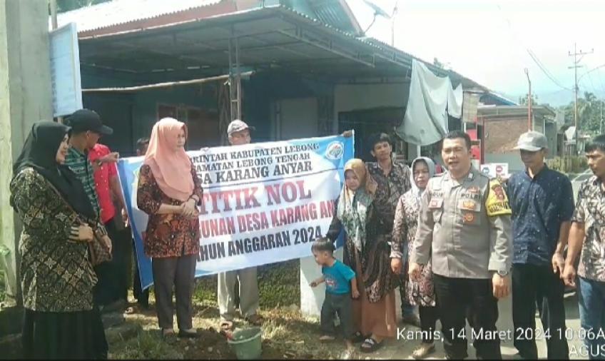 Bhabinkamtibmas Polsek Lebong Tengah Monitoring Titik Nol Pembangunan di Desa Karang Anyar